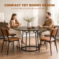 HOMCOM Dining Table Space Saving Kitchen Table Spliced Tabletop Conical Metal Base 120 cm Round Rustic Brown(m-5)