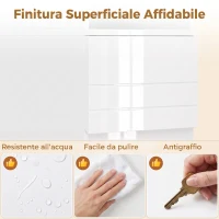 HOMCOM Mobiletto Bagno Alto Lucido con Cassetto e Ripiani Regolabili(m-6)