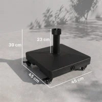 Outsunny Pied de parasol base de lestage parasol carré 4 roulettes dim. 45L x 45l x 39H cm HDPE noir(m-3)