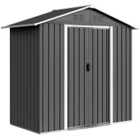 Outsunny Abri de jardin en métal grand espace de rangement extérieur avec portes coulissantes 194 x 107 x 191 cm gris foncé(m-1)