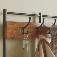 HOMCOM Garderobenständer, Kleiderständer mit Stoff-Schublade, 14 Haken für Flur, Schlafzimmer, Rustikal-Braun, Höhe 183 cm(m-9)