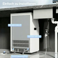 HOMCOM Gewerbliche Eiswürfelmaschine, 55 kg/24h Edelstahl Unterbau- oder freistehende Eiswürfelmaschine mit 13 kg Speicher(m-8)