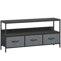HOMCOM Mobile Porta TV da 55" con Cassetti Pieghevoli in Tessuto e Mensola in Metallo e MDF, 120x29x56cm, Nero(m-1)