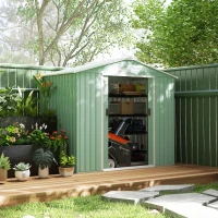 Outsunny Abri de Jardin 2,5 m² - Remise pour Outils avec Fondation - cabanon Porte verrouillable - tôle d'acier Vert clair(m-10)