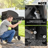 Outsunny 3+1 Burner Gas BBQ Grill, Outdoor Barbecue Trolley with Wheels, Warming Rack, Side Shelves, Cabinet, Thermometer for Garden, Party, Camping, 110L x 50W x 100Hcm, Black(m-7)