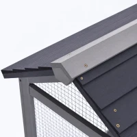 PawHut Small Chicken Coop with Run Hen House Poultry Coops Cages Nesting Box Grey 150.5 x 54 x 87cm(m-10)