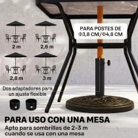 Outsunny Base de Sombrilla de Jardín Peso Neto 12 kg Soporte de Parasol Redondo Apto para Postes de 38mm/48mm Resina y Acero para Terraza Patio Exterior Ø45x33 cm Bronce(m-4)