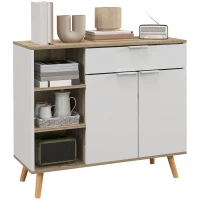 HOMCOM Meuble de rangement buffet cuisine 1 tiroir 1 placard double porte 3 étagères réglables 95 x 35 x 85 cm blanc(m-11)