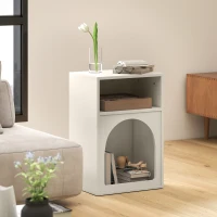 HOMCOM Lot de 2 tables de chevet, table de nuit avec compartiments ouverts, design arqué, 40 x 30 x 60 cm, crème(m-9)