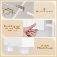 HOMCOM Mobiletto Bagno Alto Lucido con Cassetto e Ripiani Regolabili(m-7)