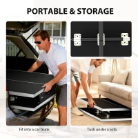 SPORTNOW 5ft Mid-Size Table Tennis Table, Ping Pong Table with Net, 2 Table Tennis Paddles and 3 Balls for Indoor Game, Black(m-5)