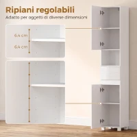 HOMCOM Mobiletto Bagno Alto Lucido con Cassetto e Ripiani Regolabili(m-5)