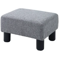 HOMCOM Linen Fabric Footstool Ottoman Cube with 4 Plastic Legs, Grey(m-11)