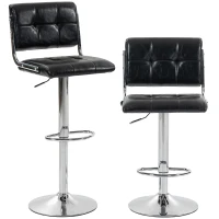 HOMCOM Set de 2 scaune de bar, înălţime reglabilă, rotativ 360°, şezut captuşit, spătar şi suport pentru picioare, negru(m-1)