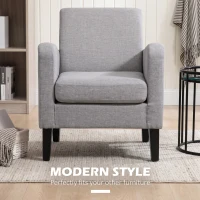 HOMCOM Linen-Look Boxy Armchair - Light Grey(m-4)