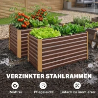 Outsunny Hochbeet 2er-Set, Pflanzkasten, extra tief, Metall, 120 x 60 x 60 cm Braun(m-8)