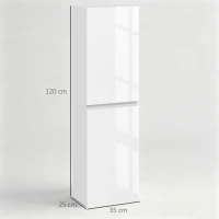 kleankin Meuble colonne rangement salle de bain style contemporain 2 placards étagères réglables 35 x 25 x 120 cm blanc laqué(m-3)