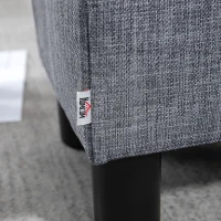HOMCOM Linen Fabric Footstool Ottoman Cube with 4 Plastic Legs, Grey(m-8)