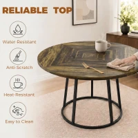 HOMCOM Dining Table Space Saving Kitchen Table Spliced Tabletop Conical Metal Base 120 cm Round Rustic Brown(m-6)