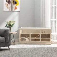 PawHut Wooden Hamster Cage, Small Animals Hutch with Tray, Openable Top, Exercise Play House Pen, 115L x 57W x 55Hcm, Natural(m-11)