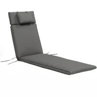 Outsunny Garden Sun Lounger Cushion Replacement Soft Sunbed Reclining Chair Relaxer Pad with Pillow, Cushion ONLY - Grey(m-1)