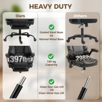 HOMCOM Executive Office Chair, Leathaire Big and Tall Office Chair 180 kg with Wide Seat, Reclining, Lumbar Support, Black(m-6)