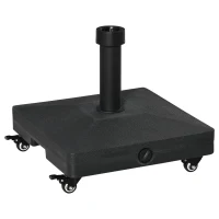 Outsunny Pied de parasol base de lestage parasol carré 4 roulettes dim. 45L x 45l x 39H cm HDPE noir(m-1)