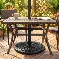 Outsunny Base per Ombrellone da Giardino Rotonda Effetto Rattan Ø45cm Peso da 9.5kg, Nero(m-8)