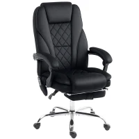 Vinsetto Fauteuil de bureau massant et chauffant hauteur réglable dossier inclinable télécommande repose-pieds rétractable noir(m-1)