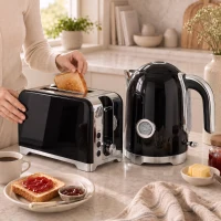 HOMCOM Set hervidor y tostadora con termómetro, 1,7 l, hervidor 2200 W, tostadora de 2 ranuras con 7 niveles de tostado(m-6)