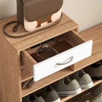 HOMCOM Meuble d'entrée vestiaire avec panneau porte-manteau, miroir et banc à chaussures - 6 crochets et étagère réglable(m-8)