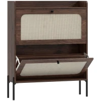 HOMCOM Shoe Cabinet with 2 Flip Drawers, Boho Narrow Shoe Storage Cabinet, Dark Brown(m-1)