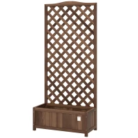 Outsunny Jardinière avec Treillis bac à Fleurs 76 x 36 x 170 cm Fond à Lattes Bois Sapin pré-huilé marron foncé(m-12)