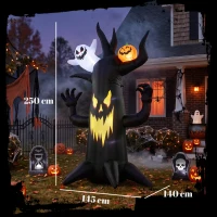 Outsunny 8 FT Halloween Inflatable Spooky Tree, Blow Up Decoration with Ghost and Pumpkin for Garden Indoor Outdoor Decor(m-3)