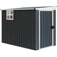 Outsunny Gartenlagerschuppen, Werkzeugschuppen für Gartengeräte, Fenster, Lüftungsöffnungen, abschließbar, Stahl, Dunkelgrau