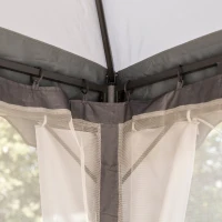 Outsunny 3.7 x 3(m) Metal Gazebo Canopy Party Tent Garden Patio Shelter with Netting Sidewalls & Double Tiered Roof, Grey(m-8)