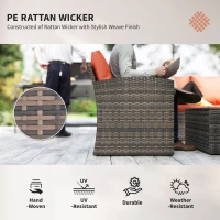 Outsunny 6 Pieces Rattan Garden Furniture Set, 7 Seater Wicker Outdoor Furniture Set with Storage Tea Table & Side Table, Sectional Garden Sofa Set with Cushions, Orange(m-4)
