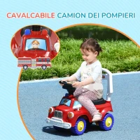 AIYAPLAY Macchina Cavalcabile per Bambini 18-36 Mesi a Spinta Manuale, a Forma di Camion dei Pompieri, Rosso(m-4)
