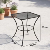 Outsunny 60cm Square Garden Table, Outdoor Metal Bistro Side Desk with Mesh Top, Black(m-3)