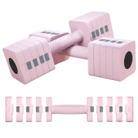 SPORTNOW Set 2 Manubri Pesi Quadrati e Antiscivolo da 5 kg con Piastre Rimovibili, in Acciaio e ABS, 32x9x9 cm, Rosa(m-1)