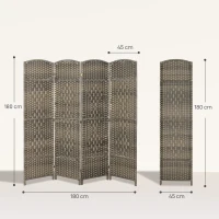 HOMCOM Paravent intérieur en bois 4 panneaux séparateur de pièce pliable pour salon chambre 180 x 180 cm chêne foncé(m-3)