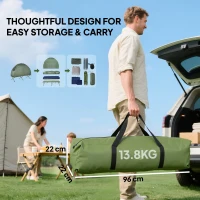 Outsunny 1 person Foldable Camping Tent w/Sleeping Bag Air Mattress Outdoor Hiking Picnic Bed cot w/Foot Pump(m-6)