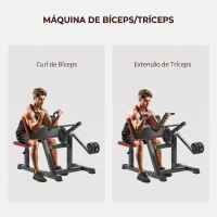 SPORTNOW Máquina de Bíceps e Tríceps 2 em 1 com Banco Scott e Assento Regulável em Altura para Casa e Ginásio(m-4)