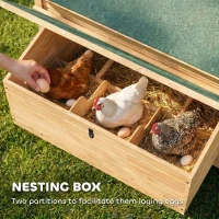 PawHut Chicken Coop, Wooden Outdoor Hen House with Nesting Box, Openable Waterproof Top, Pull-Out Tray, 150 x 100 x 97cm(m-6)