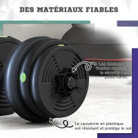 SPORTNOW Haltères 2 en 1 réglables, haltères libres avec poignées antidérapantes, 25 KG - Barres incluses(m-7)