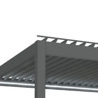 Outsunny 3 x 3(m) Electric Louvered Pergola with LED Lights, Aluminium Pergola Hardtop Gazebo with Remote, Adjustable Roof and Drainage System, Water and UV Proof(m-22)