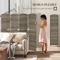 HOMCOM Paravent intérieur en bois 4 panneaux séparateur de pièce pliable pour salon chambre 180 x 180 cm chêne foncé(m-4)