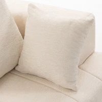 HOMCOM Sofá 3 Plazas en Chenilla 248 cm Sofá Moderno de Salón Asiento Amplio Acolchado Cojines con Muelles Beige(m-8)