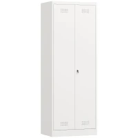 HOMCOM Besenschrank Mehrzweckschrank aus Stahl Vorratsschrank mit Staubsaugerfach & Verstellbaren Einlegeböden 60 x 40 x 165 cm(m-1)