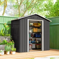 Outsunny Abri de jardin en métal grand espace de rangement extérieur avec portes coulissantes 194 x 107 x 191 cm gris foncé(m-10)